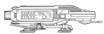 Transportowiec F-LER. Autor i źródło obrazka: Haynes Millennium Falcon Owner's Workshop Manual