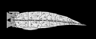 Krążownik typu Vibre. Autor i źródło obrazka: Jedi Academy Sourcebook, WEG