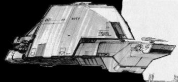 Barka kosmiczna W-23 Star Hauler. Autor i źródło obrazka: Star Wars Sourcebook, WEG